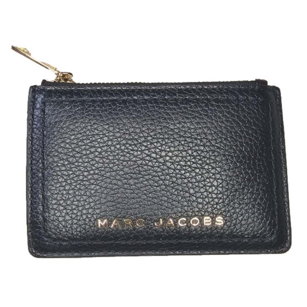 Marc Jacobs black leather card holder with zipper NEW